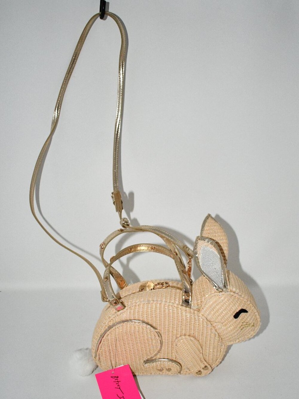Betsey Johnson Hip-Hop Raffia Studded Handle Satchel Bag in Natural #BJ38770A NW